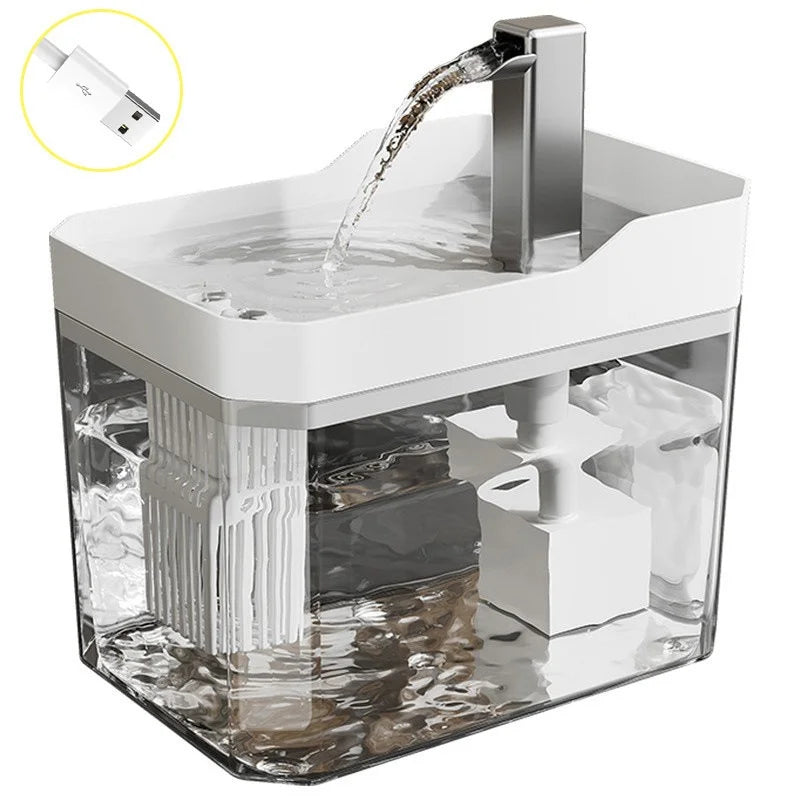 USB Cat Water Fountain with Auto Filter Transparent Anti-Dry
