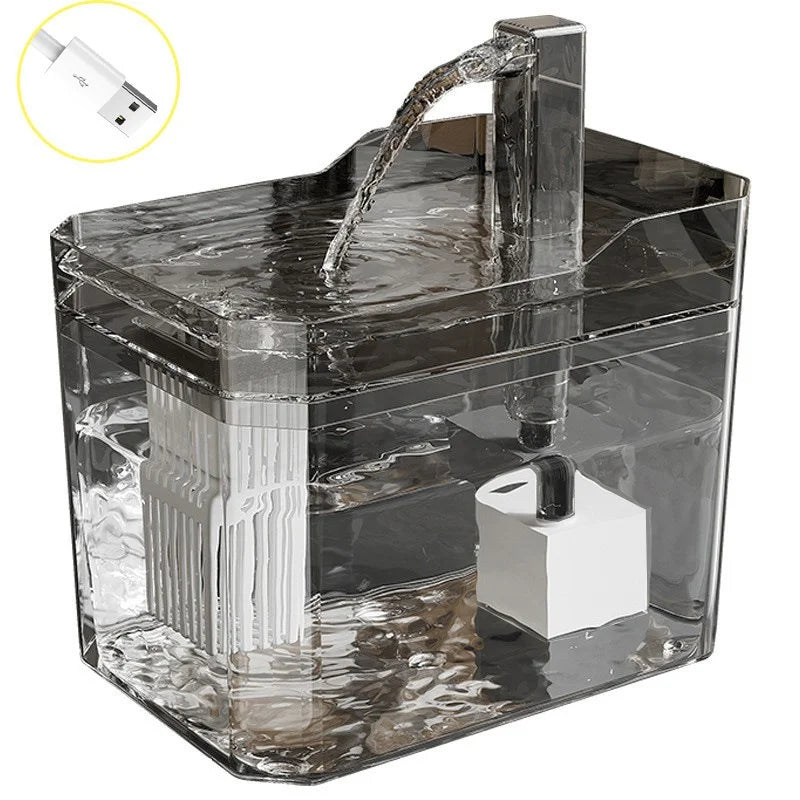 USB Cat Water Fountain with Auto Filter Transparent Anti-Dry