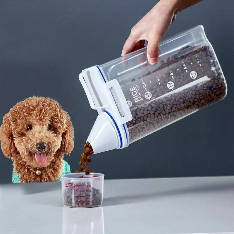 Dog Cat Food Pail Plastic Storage Tank1.5kg/2kg